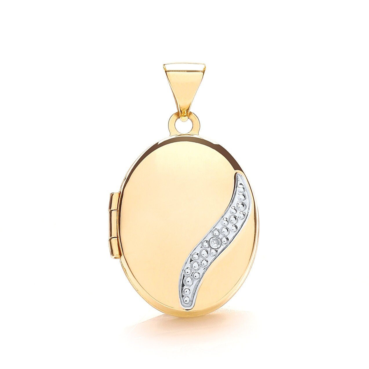 9ct Gold Women's Oval Diamond Locket, Shimmering Elegance, 24mm, Chain Length Options 16" - 20", Gift box included - Samuel Perry