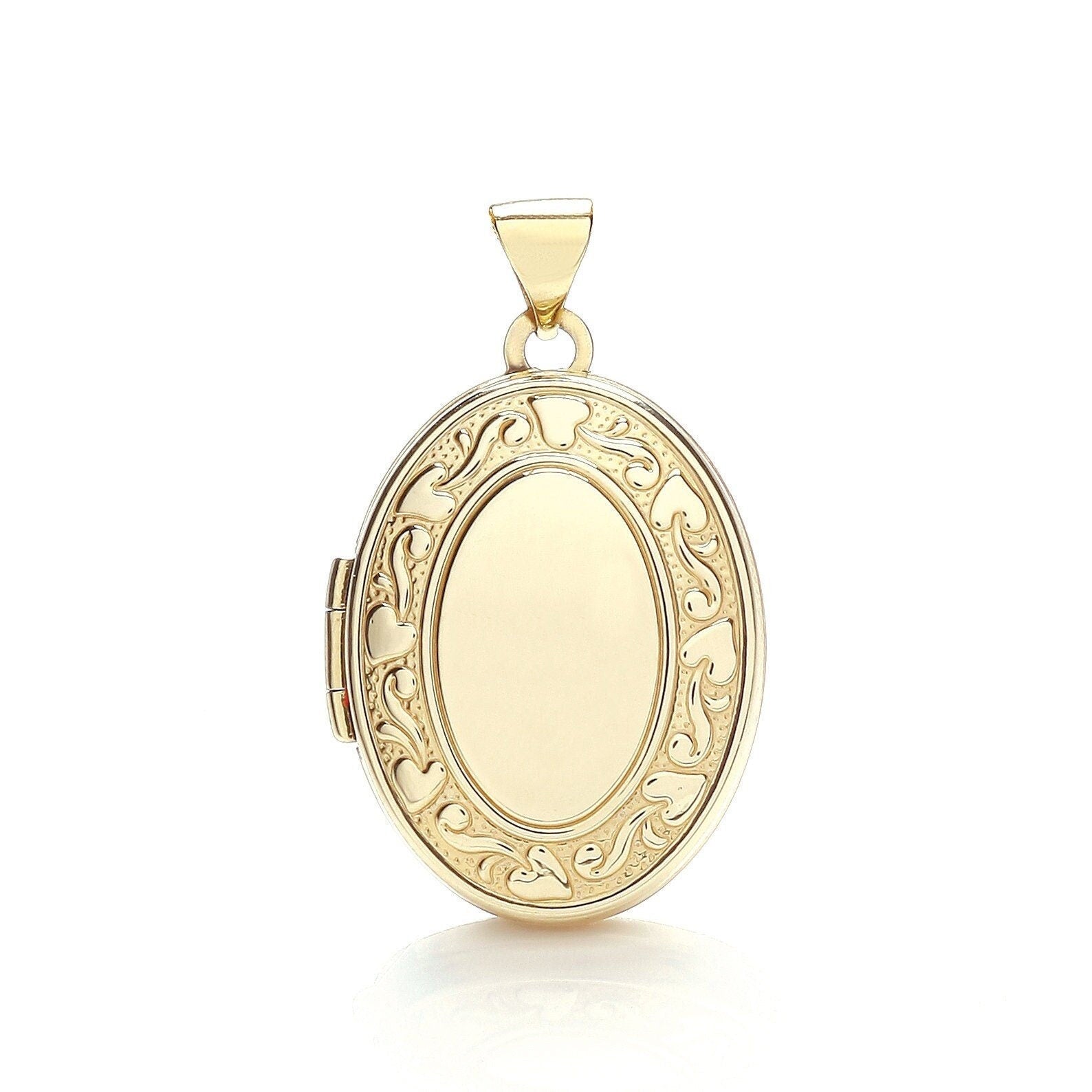 9ct Gold Women's Oval Locket, Hand Engraved Detailing, 28mm, Chain Options 16" - 20", Gift box included - Samuel Perry