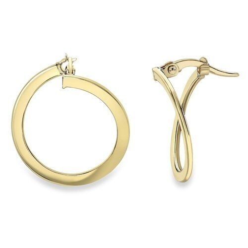 9ct Gold Wrap Around Creole Earrings, Unique Design, 15mm, 0.90g, Gift Box Included - Samuel Perry