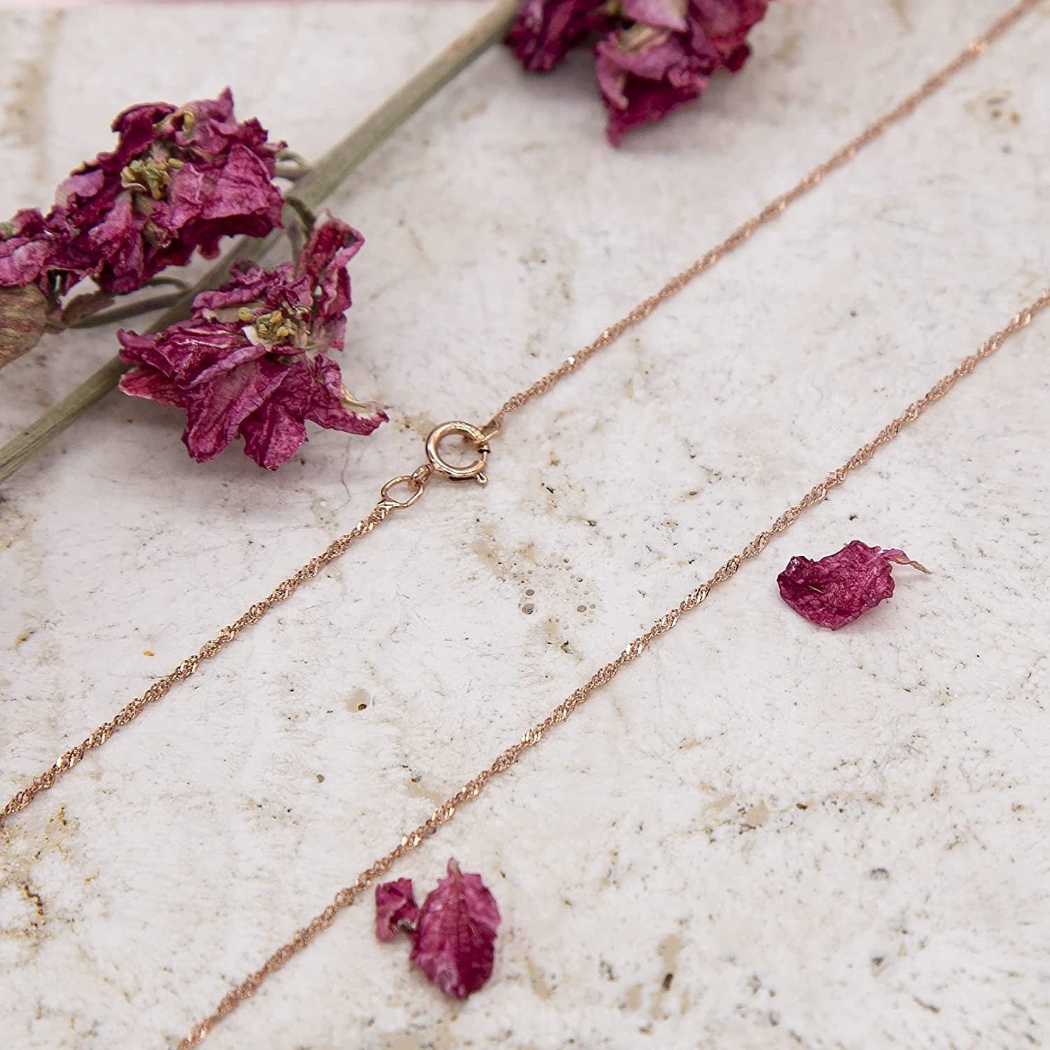 9ct Rose Gold Curb Chain - 1mm - Samuel Perry
