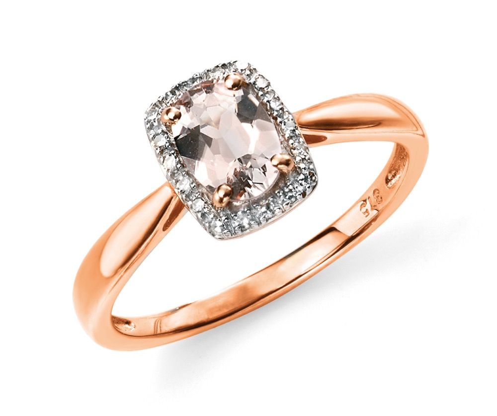 9ct Rose Gold Diamond & Pink Morganite Ring - Samuel Perry