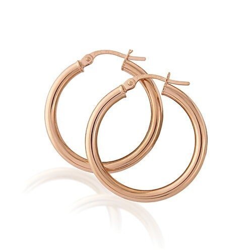 9ct Rose Gold Elegantly Simple Round Creole Hoops, Statement 26mm, 1.40g, Gift box included - Samuel Perry