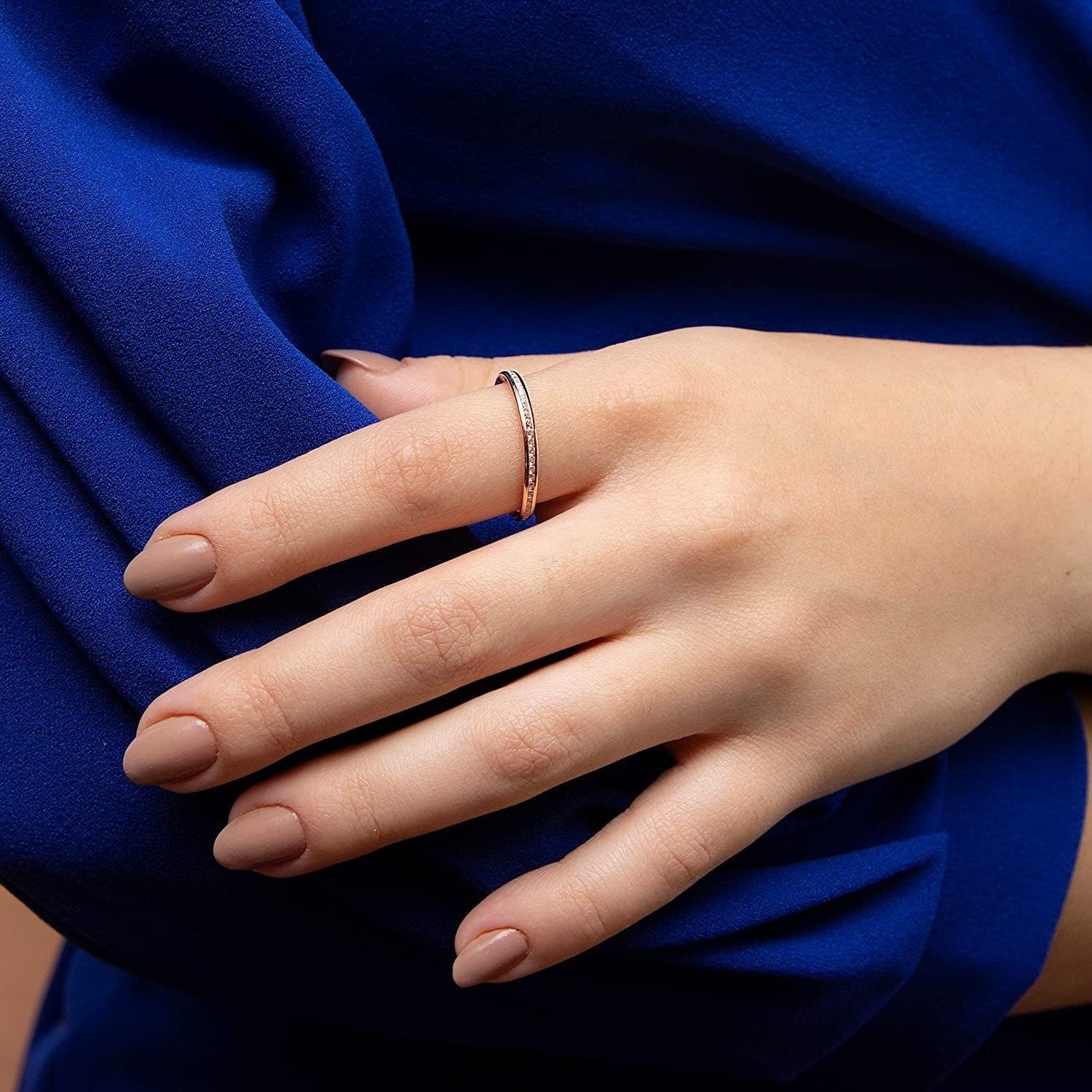 9ct Rose Gold Full Eternity Ring, Sparkling Cubic Zirconia Channel Set, 2mm, Gift Box Included - Samuel Perry