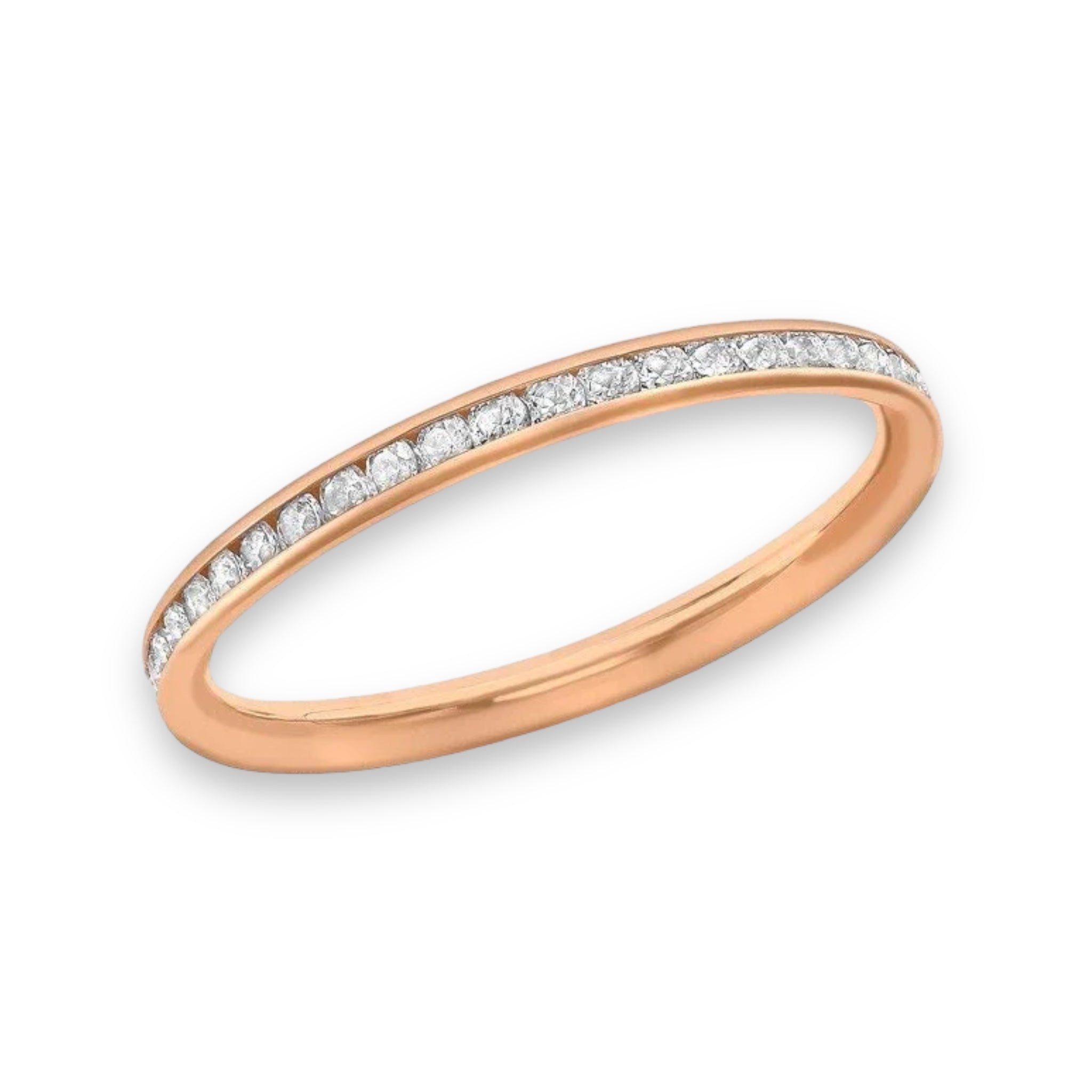 9ct Rose Gold Full Eternity Ring, Sparkling Cubic Zirconia Channel Set, 2mm, Gift Box Included - Samuel Perry