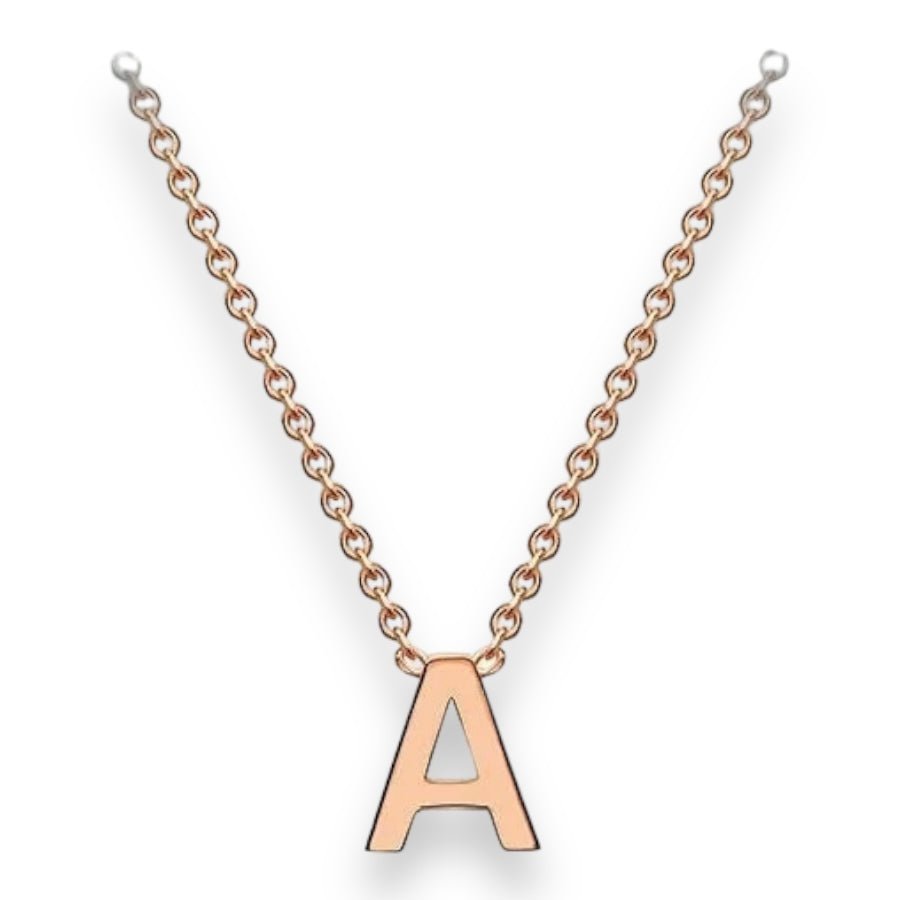 9ct Rose Gold Letter Pendant Necklace - 15-17” - Samuel Perry