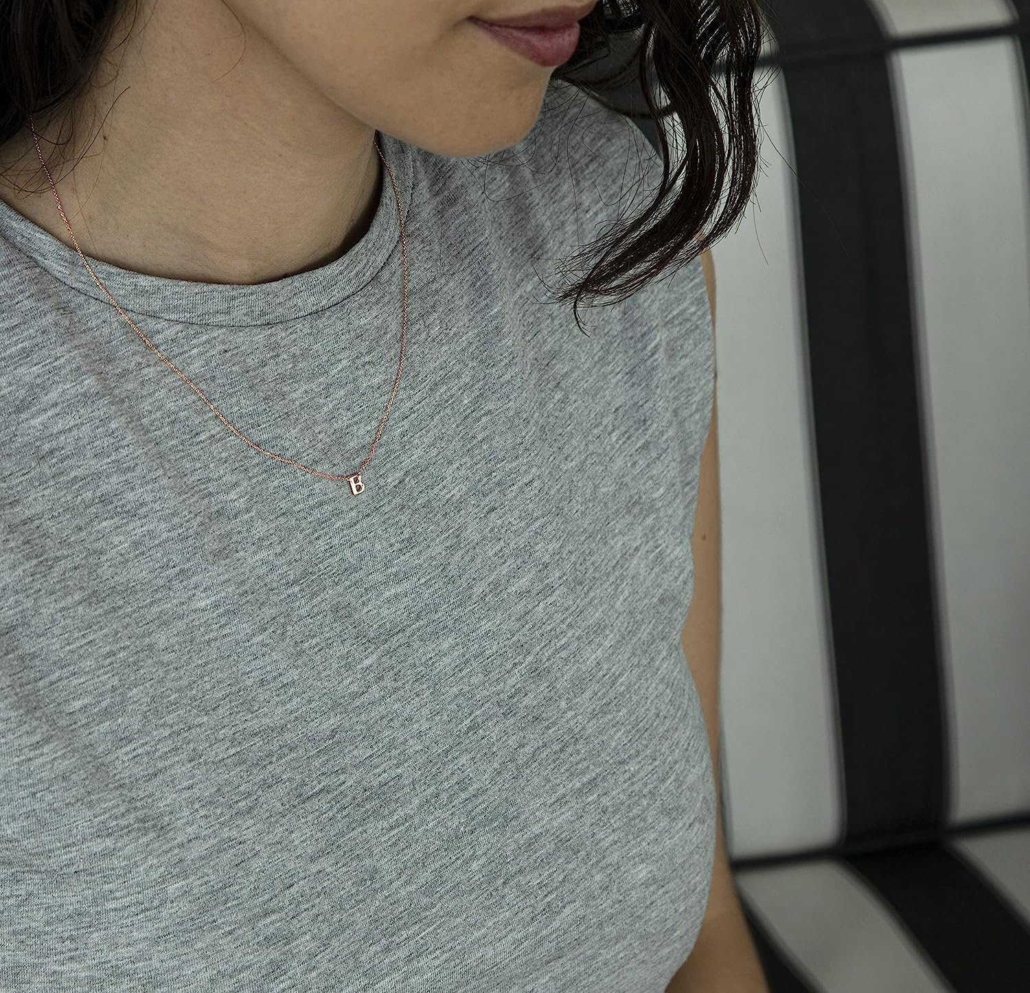 9ct Rose Gold Letter Pendant Necklace - 15-17” - Samuel Perry