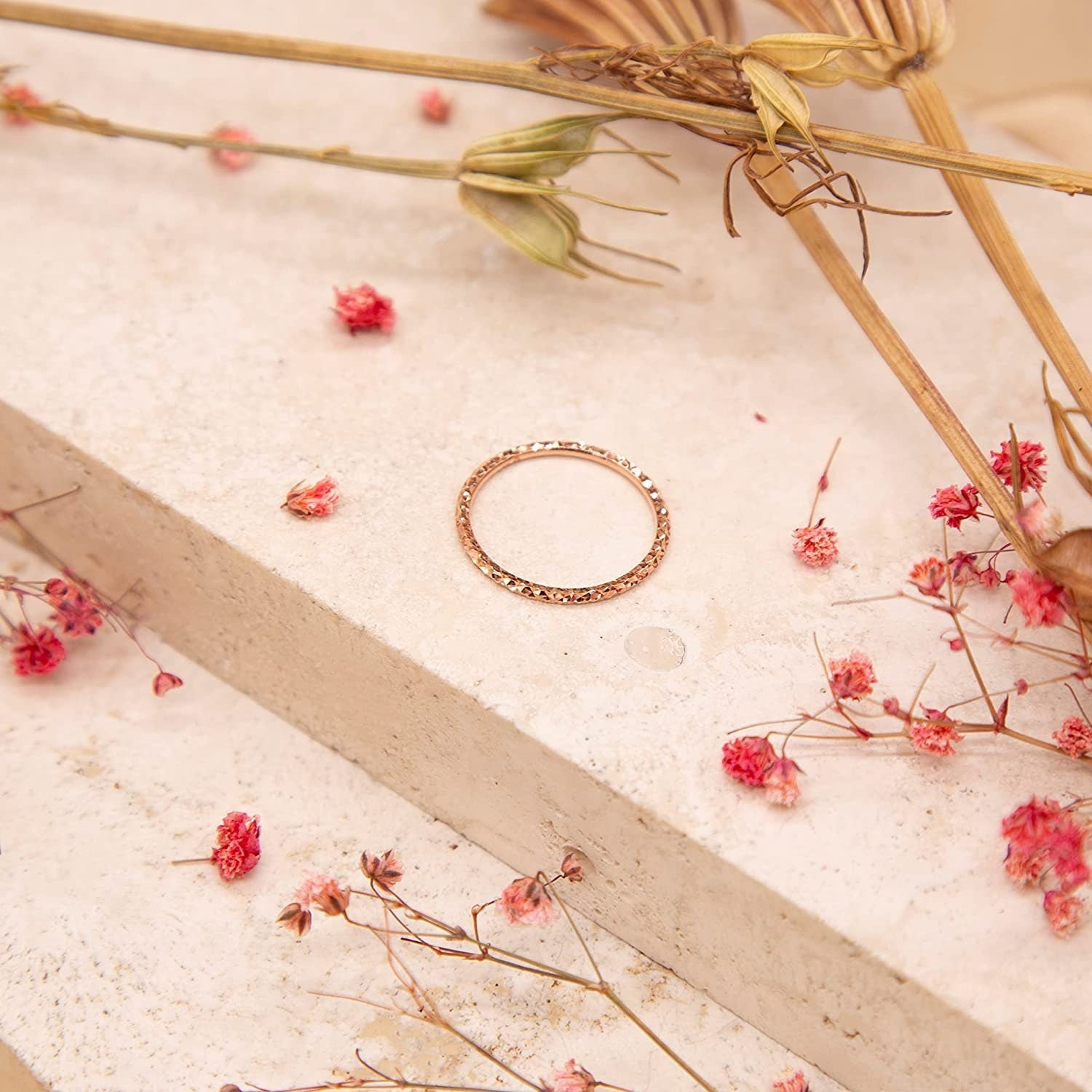 9ct Rose Gold Women's Stacking Ring, Diamond Cut Stack Style, 1.5mm, with Gift Box Included - Samuel Perry