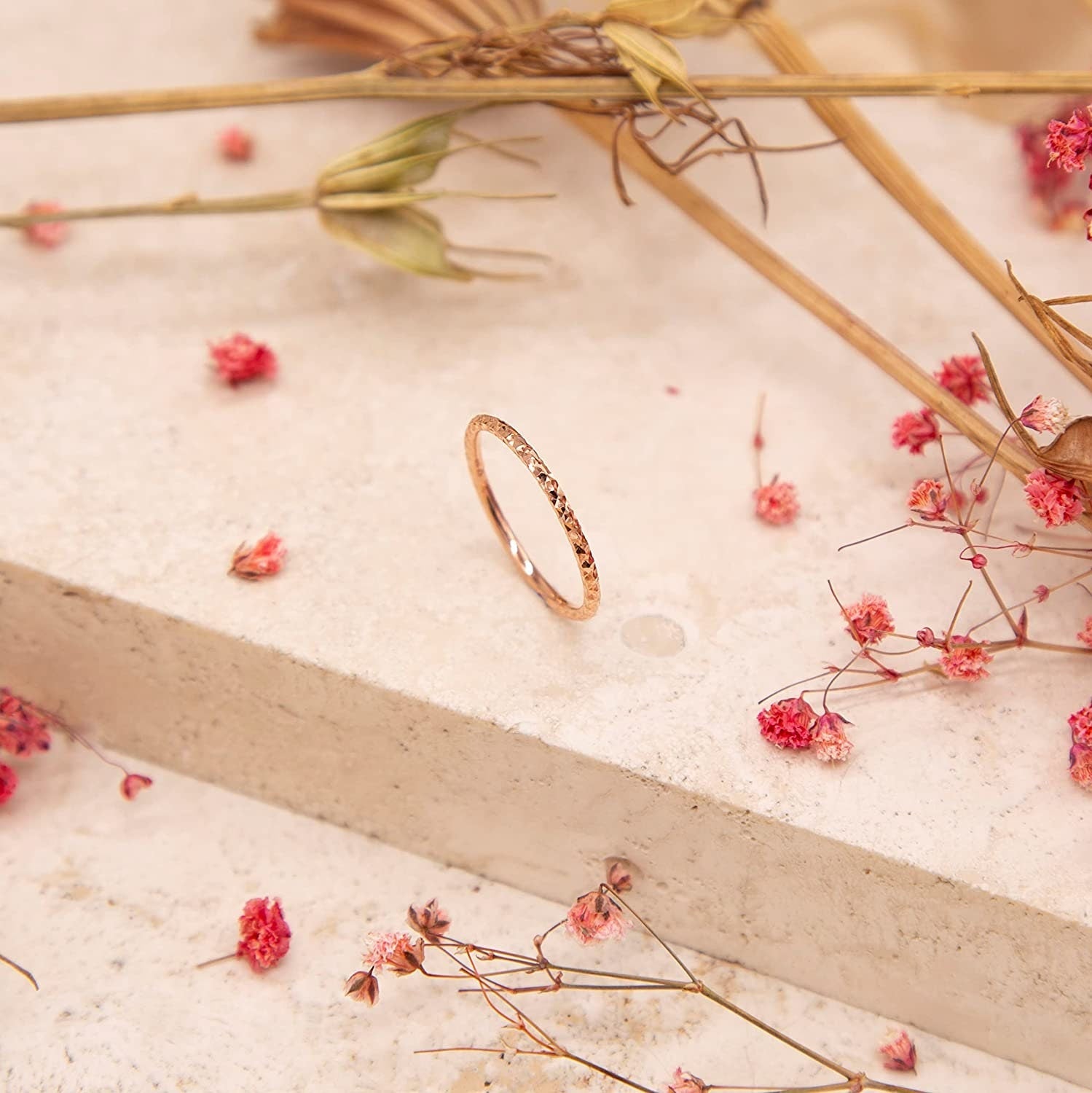 9ct Rose Gold Women's Stacking Ring, Diamond Cut Stack Style, 1.5mm, with Gift Box Included - Samuel Perry