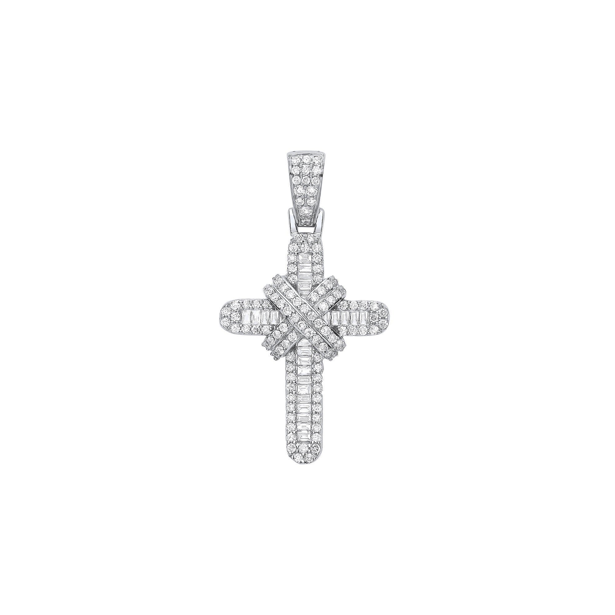 9ct White Gold, 0.81ct Diamond Cross Necklace, Timeless Statement, 16-20" Chain Options, Gift Box Included - Samuel Perry