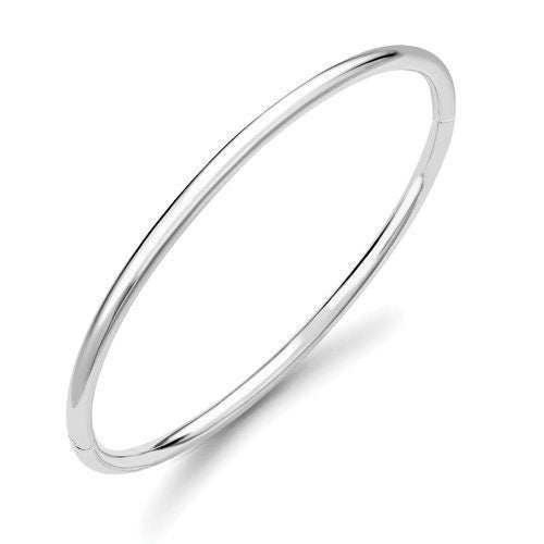 9ct White Gold Bangle, Women's Hinged Solid Grace, 3mm, 16.70g, Gift Box Included - Samuel Perry