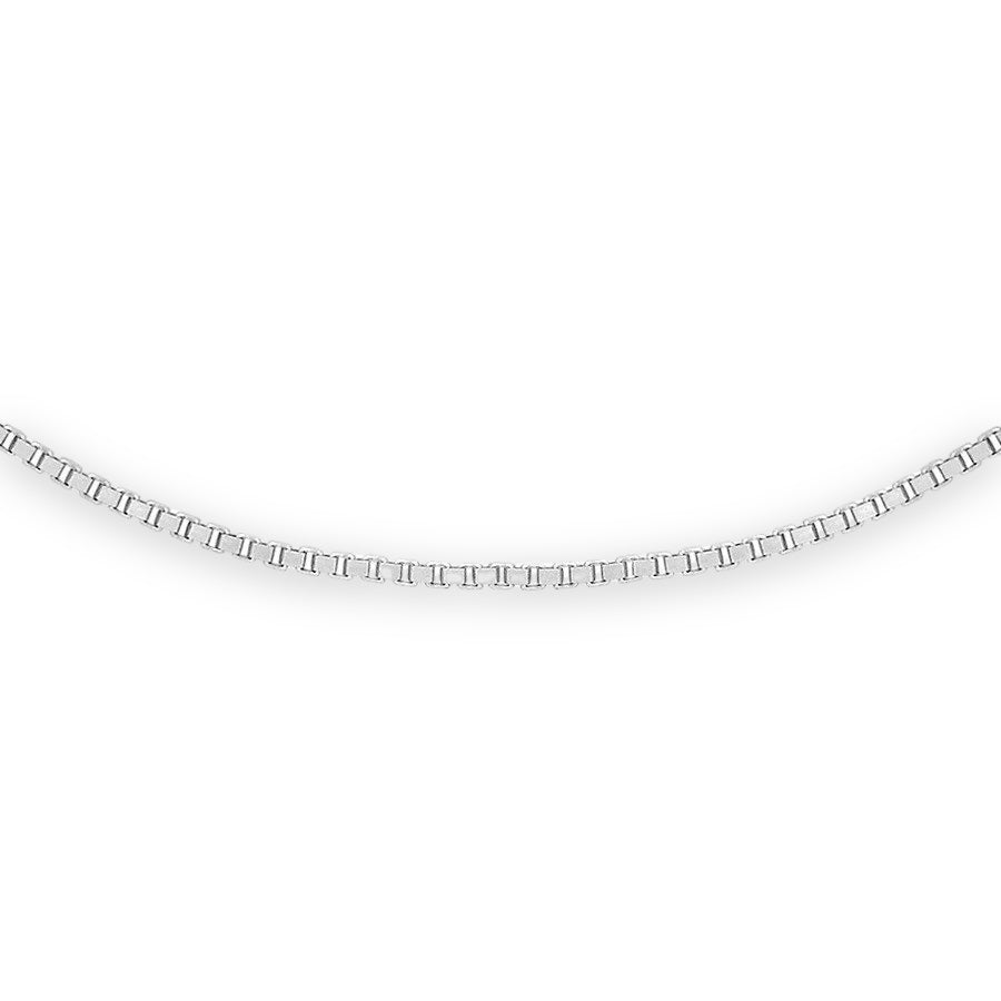 9ct White Gold Box Chain - 0.7mm - Samuel Perry