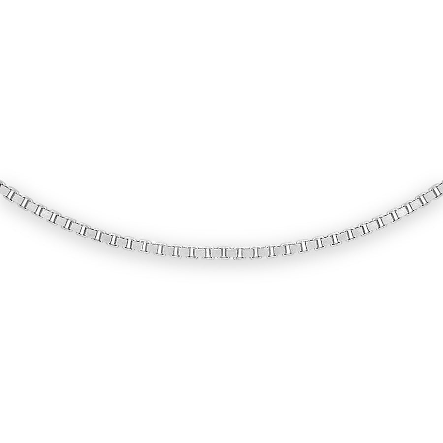 9ct White Gold Box Chain - 1mm - Samuel Perry