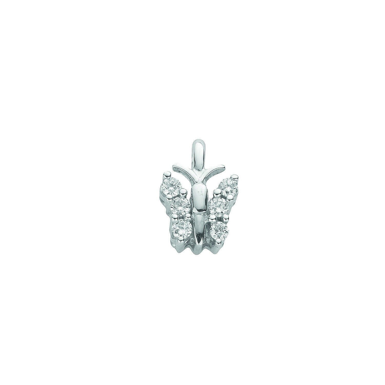 9ct White Gold Diamond Butterfly Pendant, 0.15ct Whimsical Charm, 14mm, Trendy 16-20" Chain Option, Gift Box Included - Samuel Perry