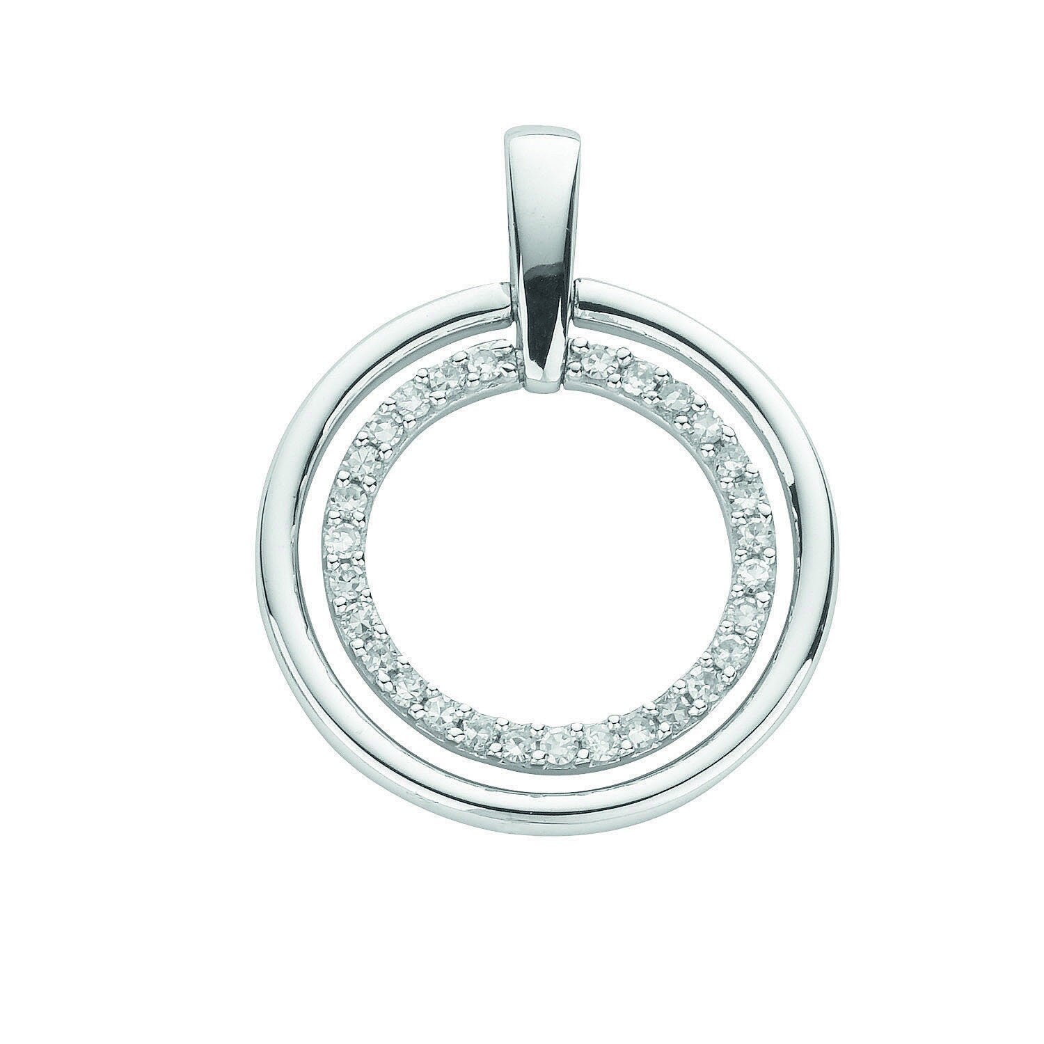 9ct White Gold Diamond Circle Pendant, 0.20ct Radiance, Women's Elegance, 24mm, 16-20" Chain Option, Gift Box Included - Samuel Perry