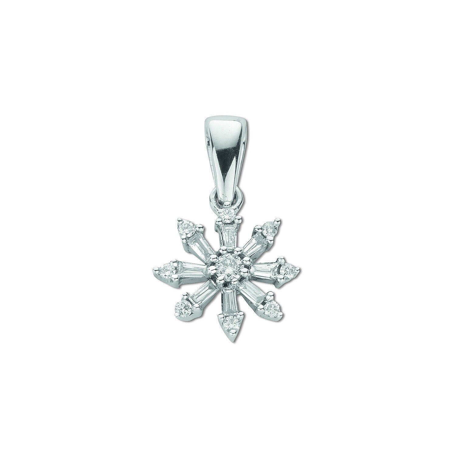 9ct White Gold Diamond Cluster Pendant, 0.25ct Radiant Array, Women's Adornment, 16mm, 16-20" Chain Option, Gift Box Included - Samuel Perry