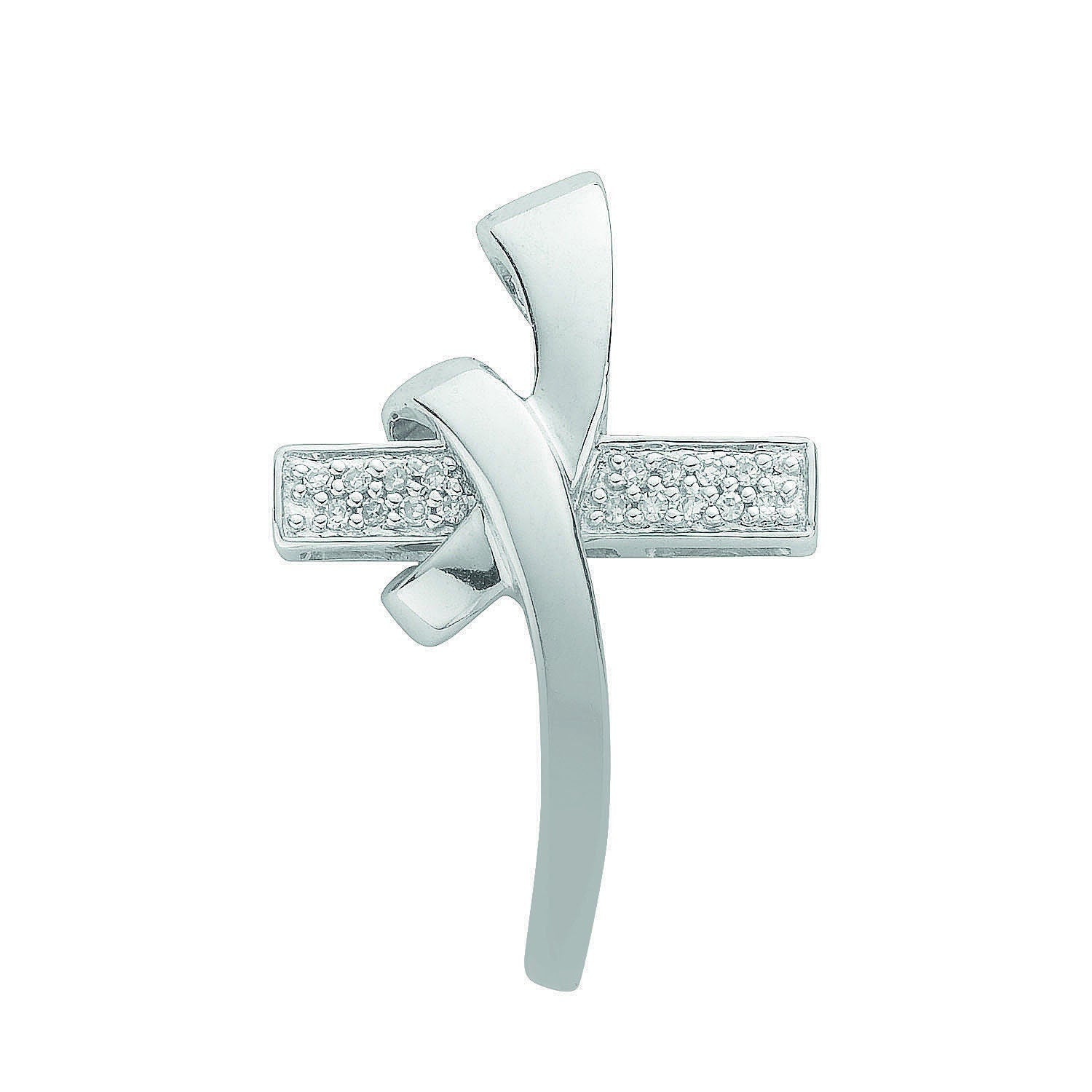 9ct White Gold Diamond Cross Necklace, 0.08ct Spiritual Grace, Unisex, 25mm, 16-20" Chain Option, Gift Box Included - Samuel Perry
