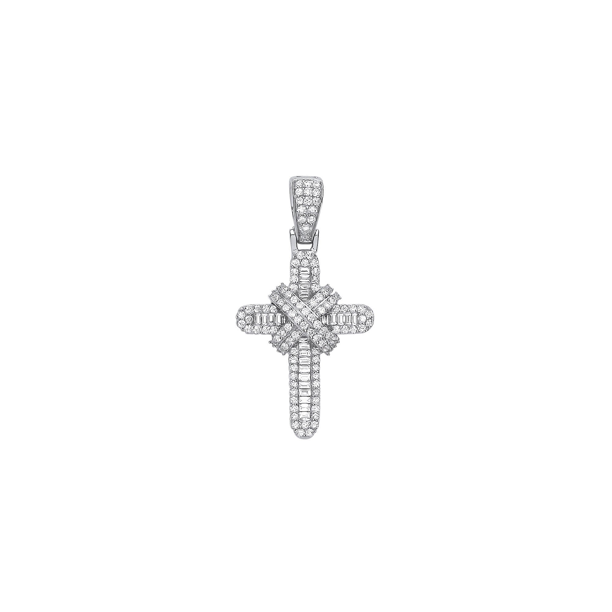 9ct White Gold Diamond Cross Pendant, 0.44ct Spiritual Beauty, 27mm, 16-20" Chain, Gift Box Included - Samuel Perry