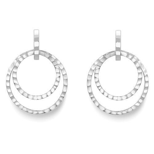 9ct White Gold Diamond-Cut Round Creole Hoops, Radiant Reflection, 15mm, 2.10g, Gift box included - Samuel Perry