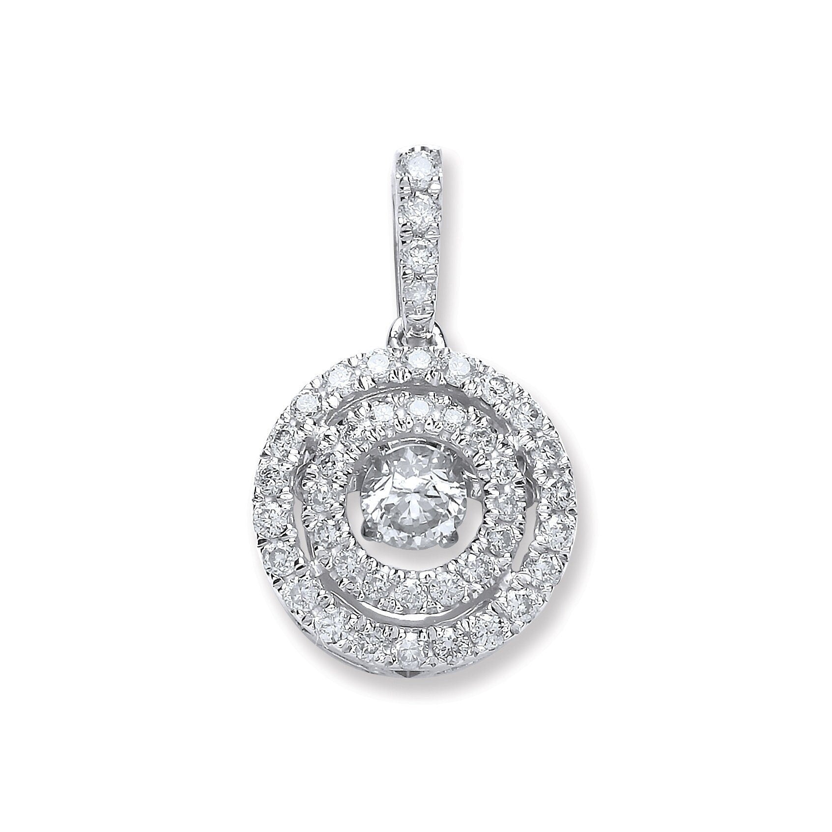 9ct White Gold Diamond Dancing Pendant, 0.33ct Movement Charm, Women's Grace, 16mm, 16-20" Chain Option, Gift Box Included - Samuel Perry