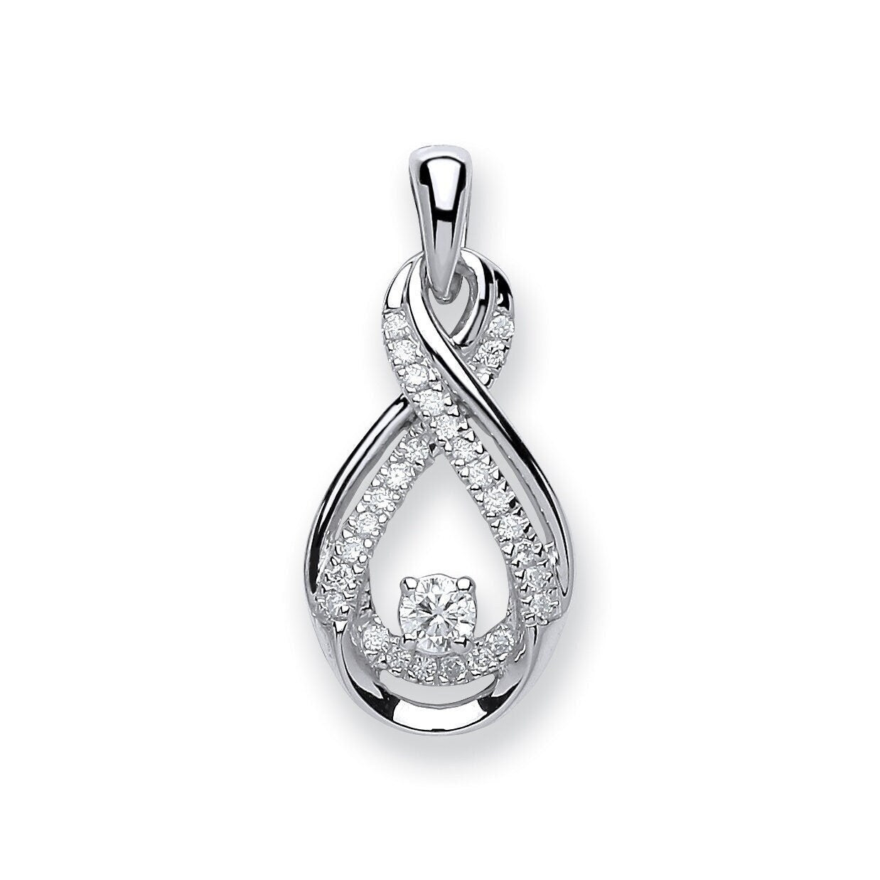 9ct White Gold Diamond Drop Pendant, 0.20ct Sleek Sparkle, Women's Trend, 22mm, 16-20" Chain Option, Gift Box Included - Samuel Perry