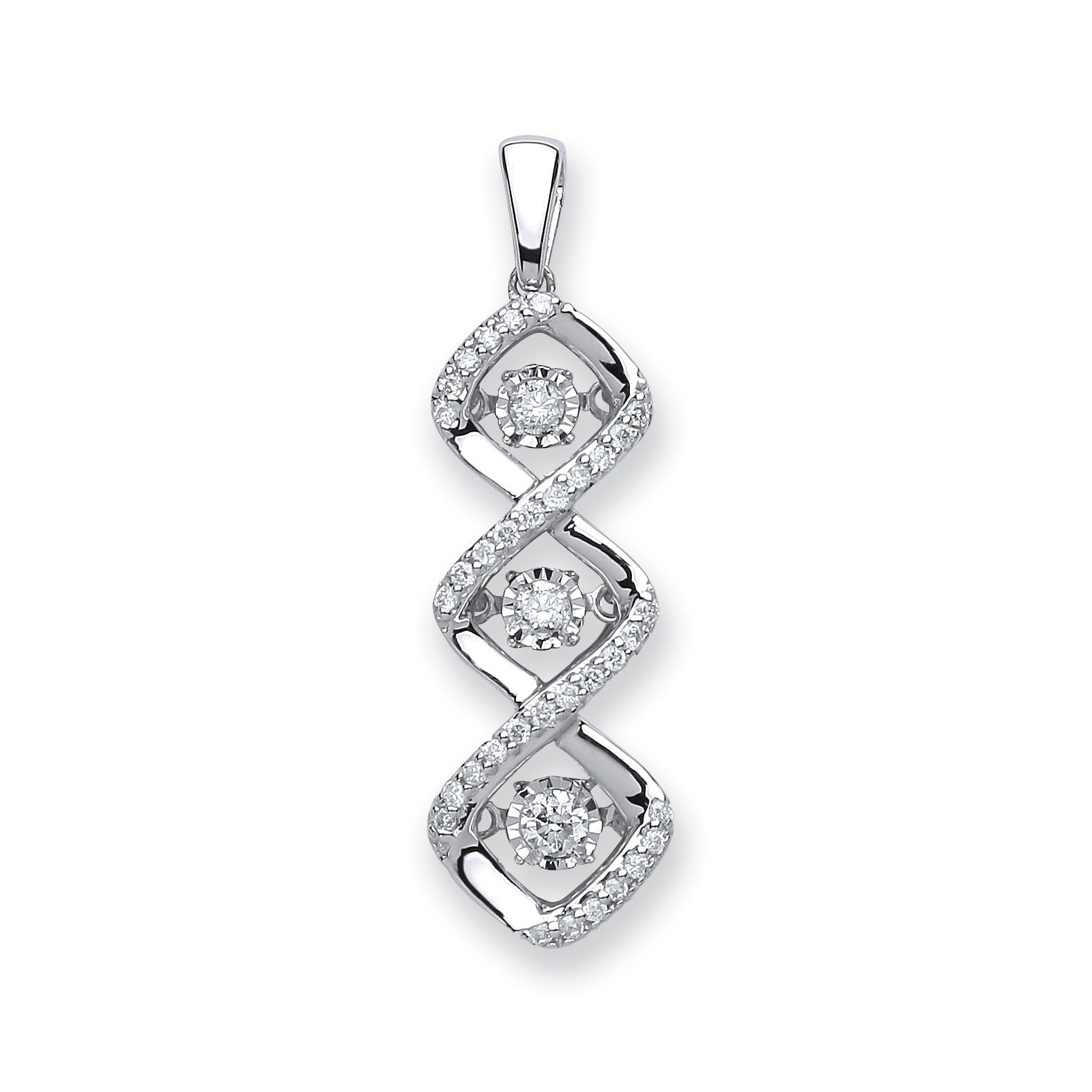 9ct White Gold Diamond Drop Pendant, 0.25ct Sophisticated Shine, Women's Luxury, 31mm, 16-20" Chain Option, Gift Box Included - Samuel Perry