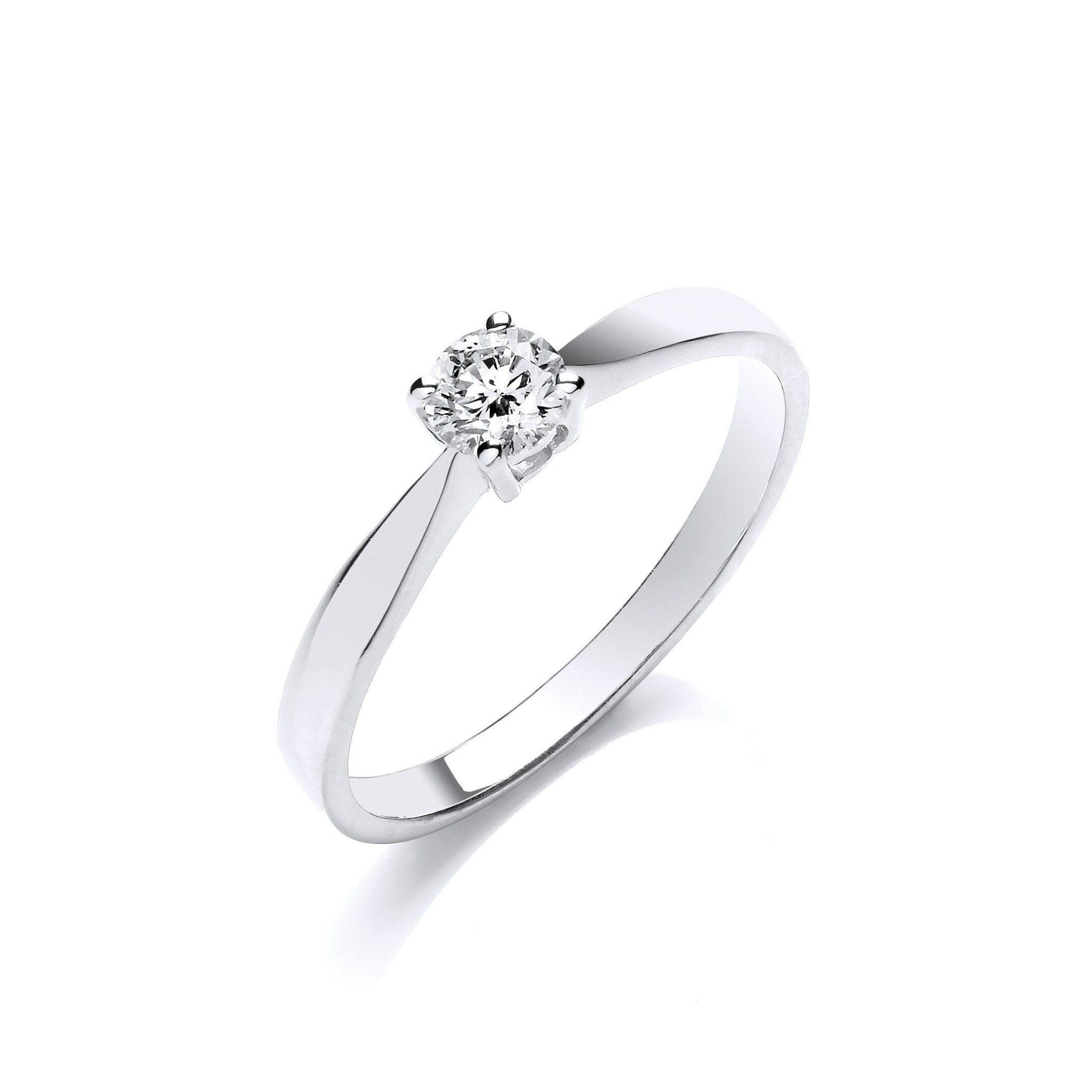 9ct White Gold Diamond Engagement Ring, Tapered Grace, 0.25ct, All Sizes - Samuel Perry