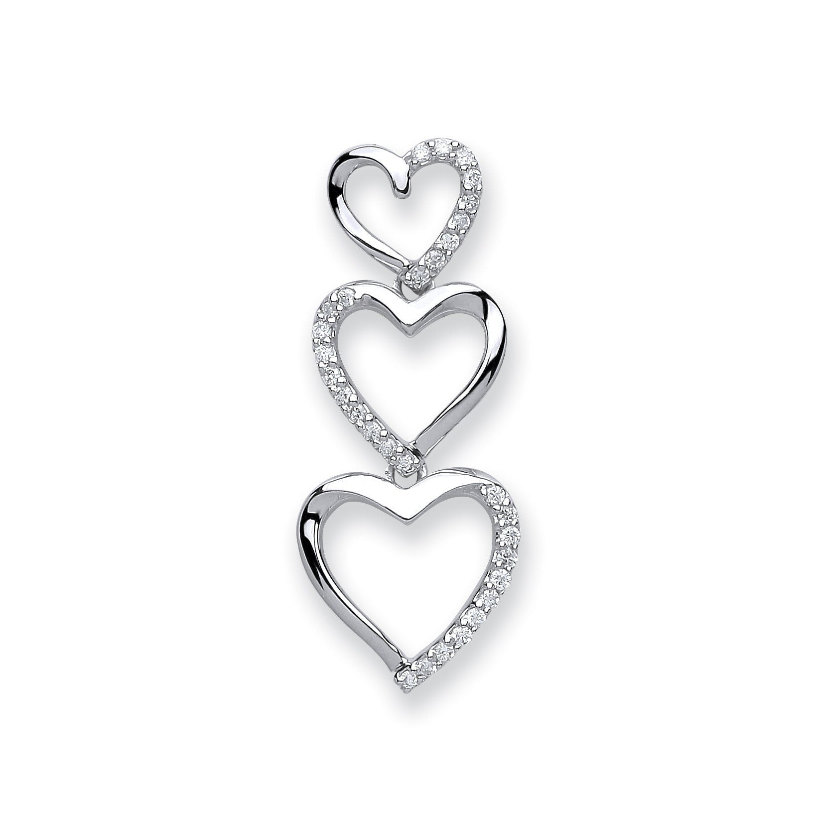 9ct White Gold Diamond Heart Drop Pendant, 0.15ct Sparkling Love, Women's Style, 29mm, 16-20" Chain Option, Gift Box Included - Samuel Perry