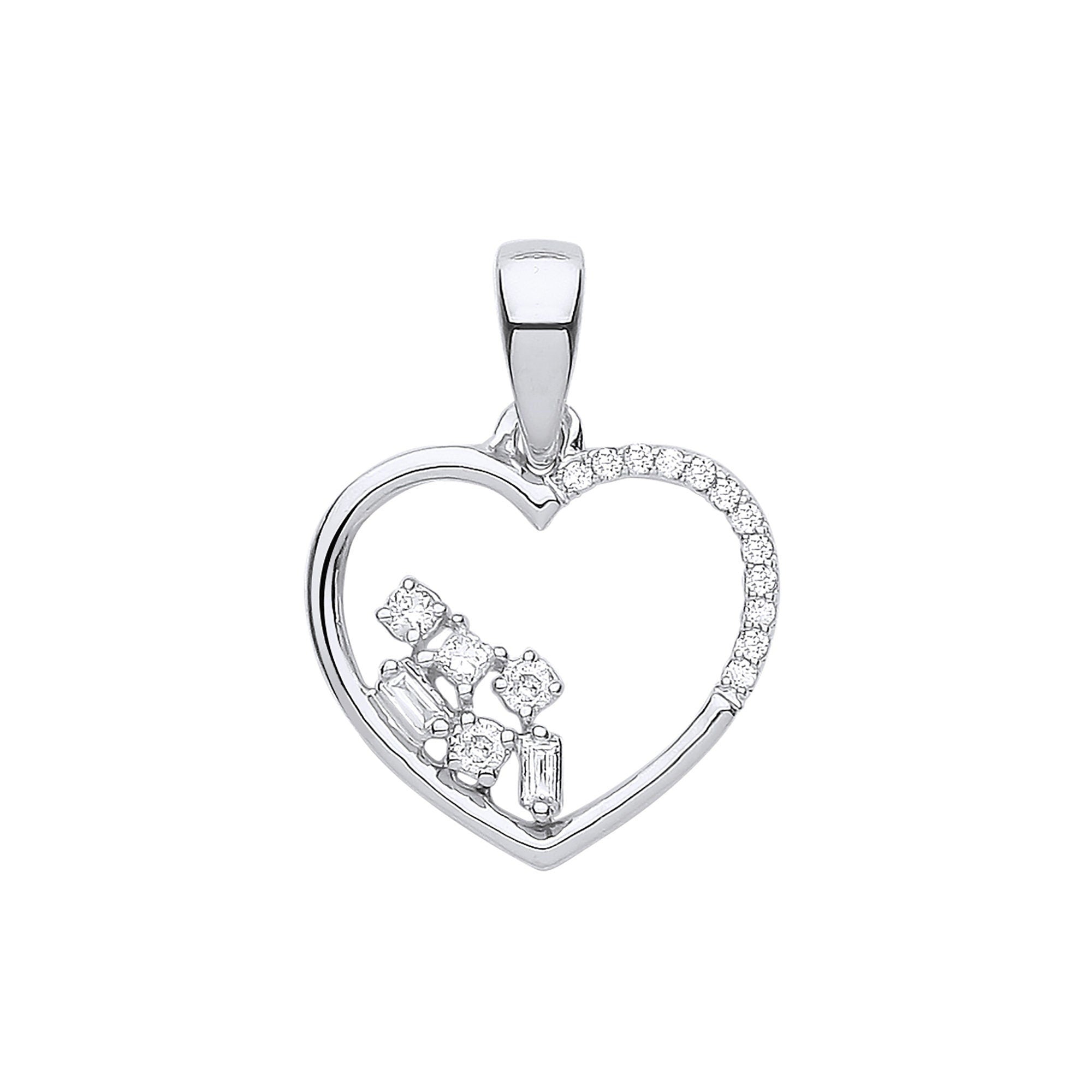 9ct White Gold Diamond Heart Pendant, 0.10ct Romantic Sparkle, Women's Chic, 18mm, 16-20" Chain Option, Gift Box Included - Samuel Perry