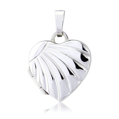 9ct White Gold Photo Locket Pendant, Women's Delicate Heart Shape, 14mm, 18" Chain, Premium Gift Box - Samuel Perry