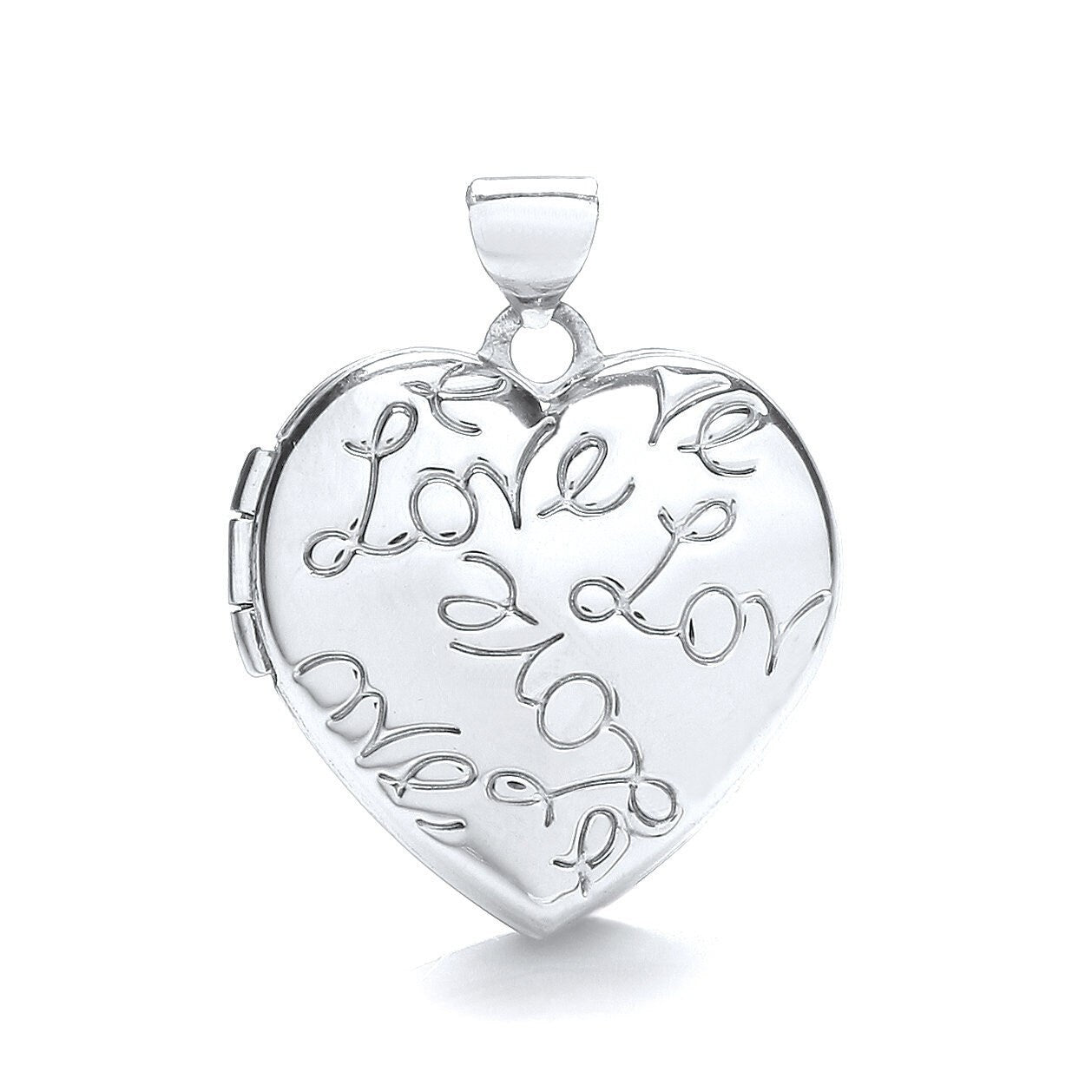 9ct White Gold Photo Locket Pendant, Women's Heart "Love" Shape, 24mm, 16" - 20", Comes with Premium Gift Box - Samuel Perry