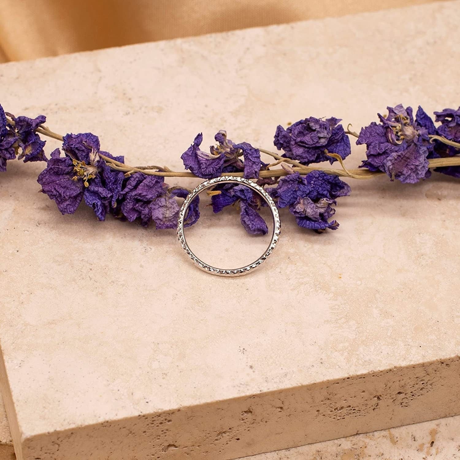 9ct White Gold Stacking Ring, Radiant Diamond Cut, 1.5mm, Gift Box Included - Samuel Perry