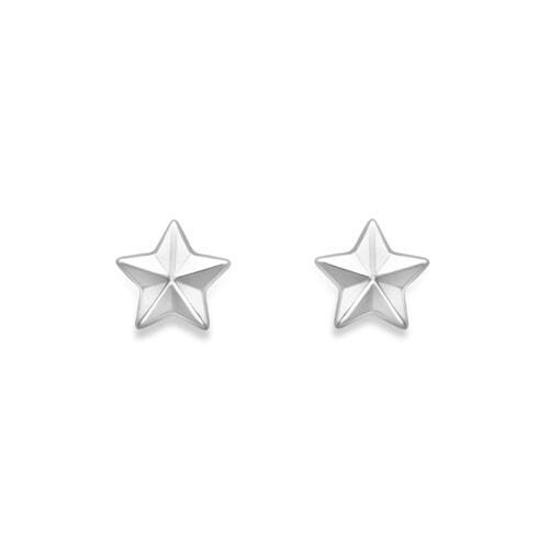 9ct White Gold Star Shape Stud Earrings, Stellar Elegance, 6mm, 0.50g, Gift Box Included - Samuel Perry