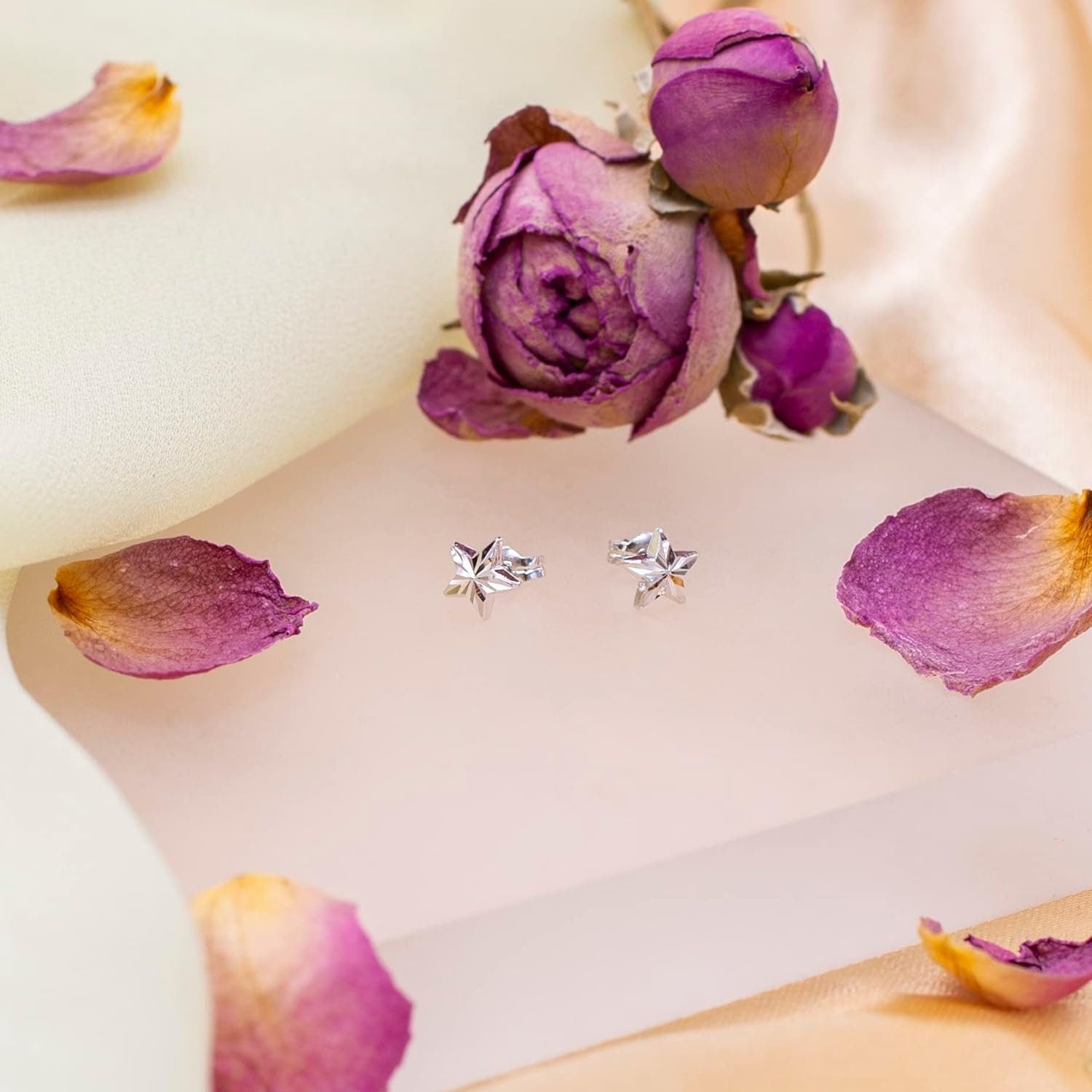 9ct White Gold Star Stud Earrings, Timeless Sparkle, 6mm, Gift Box Included - Samuel Perry