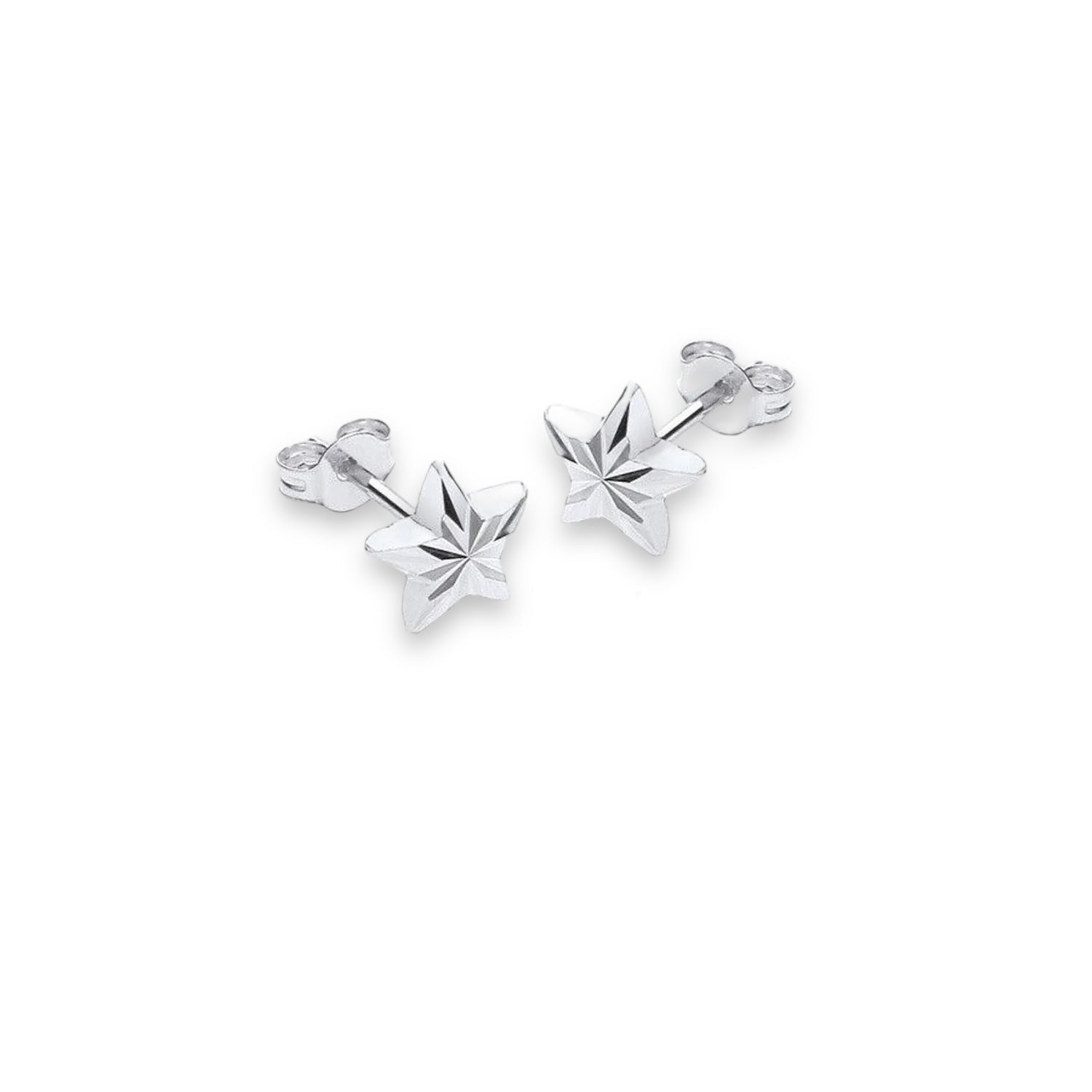 9ct White Gold Star Stud Earrings, Timeless Sparkle, 6mm, Gift Box Included - Samuel Perry