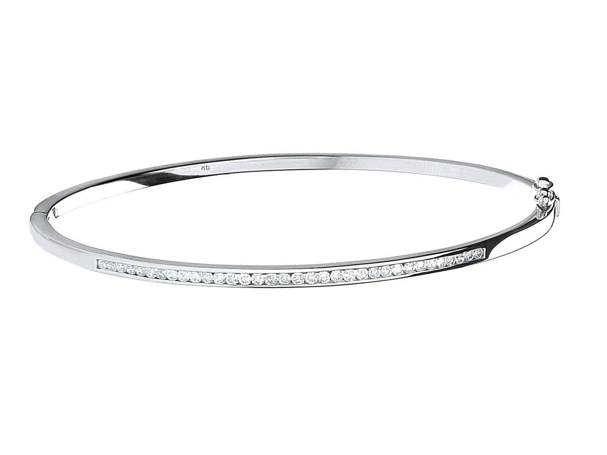 9ct White Gold Women's Diamond Bangle Bracelet, Channel Set Style, 0.50ct, 3mm, Elegant Gift Box - Samuel Perry