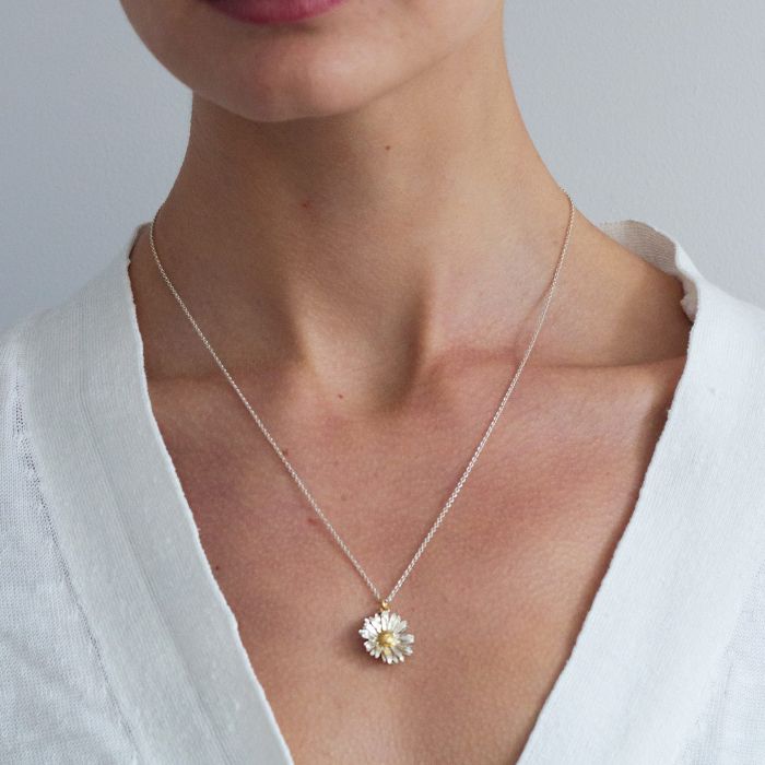 Alex Monroe Sterling Silver Big Daisy Necklace - Samuel Perry