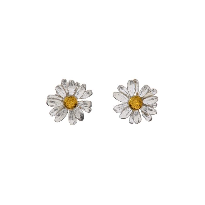 Alex Monroe Sterling Silver Classic Daisy Stud Earrings - Samuel Perry