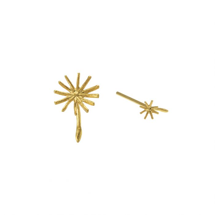 Alex Monroe Sterling Silver GP Asymmetric Dandeloin Fluff Stud - Samuel Perry