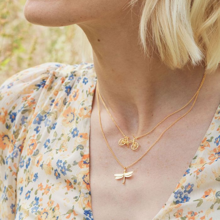 Alex Monroe Sterling Silver GP Dragonfly Necklace - Samuel Perry