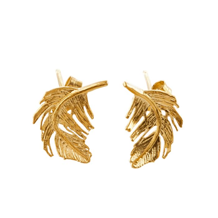 Alex Monroe Sterling Silver GP Feather Stud Earrings - Samuel Perry