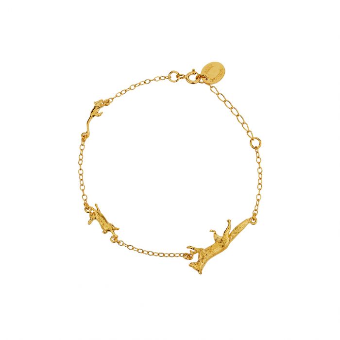 Alex Monroe Sterling Silver GP Fox, Rabbit, Mouse Chase Bracelet - Samuel Perry
