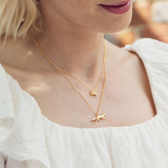Alex Monroe Sterling Silver GP Prowling Fox Necklace - Samuel Perry