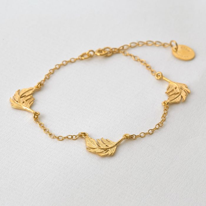 Alex Monroe Sterling Silver GP Three Feather Bracelet - Samuel Perry