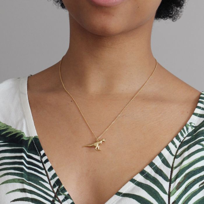 Alex Monroe Sterling Silver GP Tyrannosaurus Rex Necklace - Samuel Perry