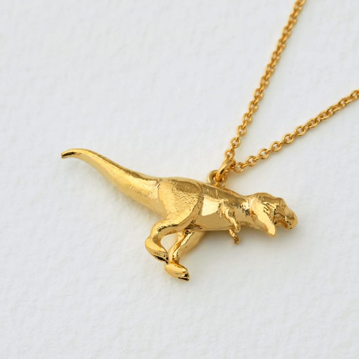 Alex Monroe Sterling Silver GP Tyrannosaurus Rex Necklace - Samuel Perry