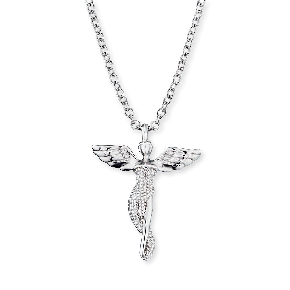 Angel Whisperer Sterling Silver Angel Necklace 17" - Samuel Perry