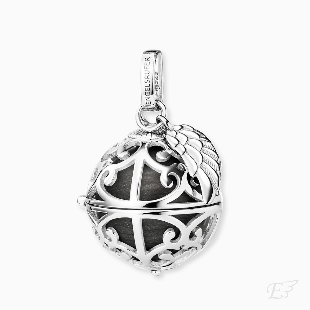 Angel Whisperer Sterling Silver Black Soundball Pendant 20mm - Samuel Perry