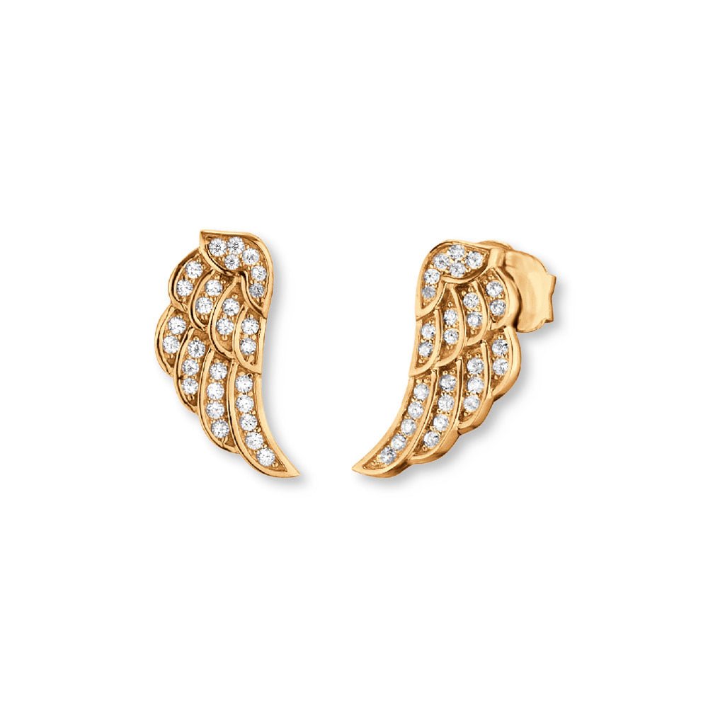 Angel Whisperer Sterling Silver GP CZ Wing Stud Earrings - Samuel Perry