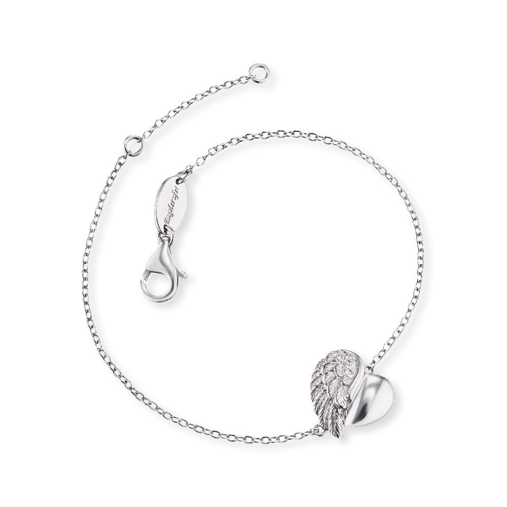 Angel Whisperer Sterling Silver Heartwing Bracelet CZ 7.75" - Samuel Perry