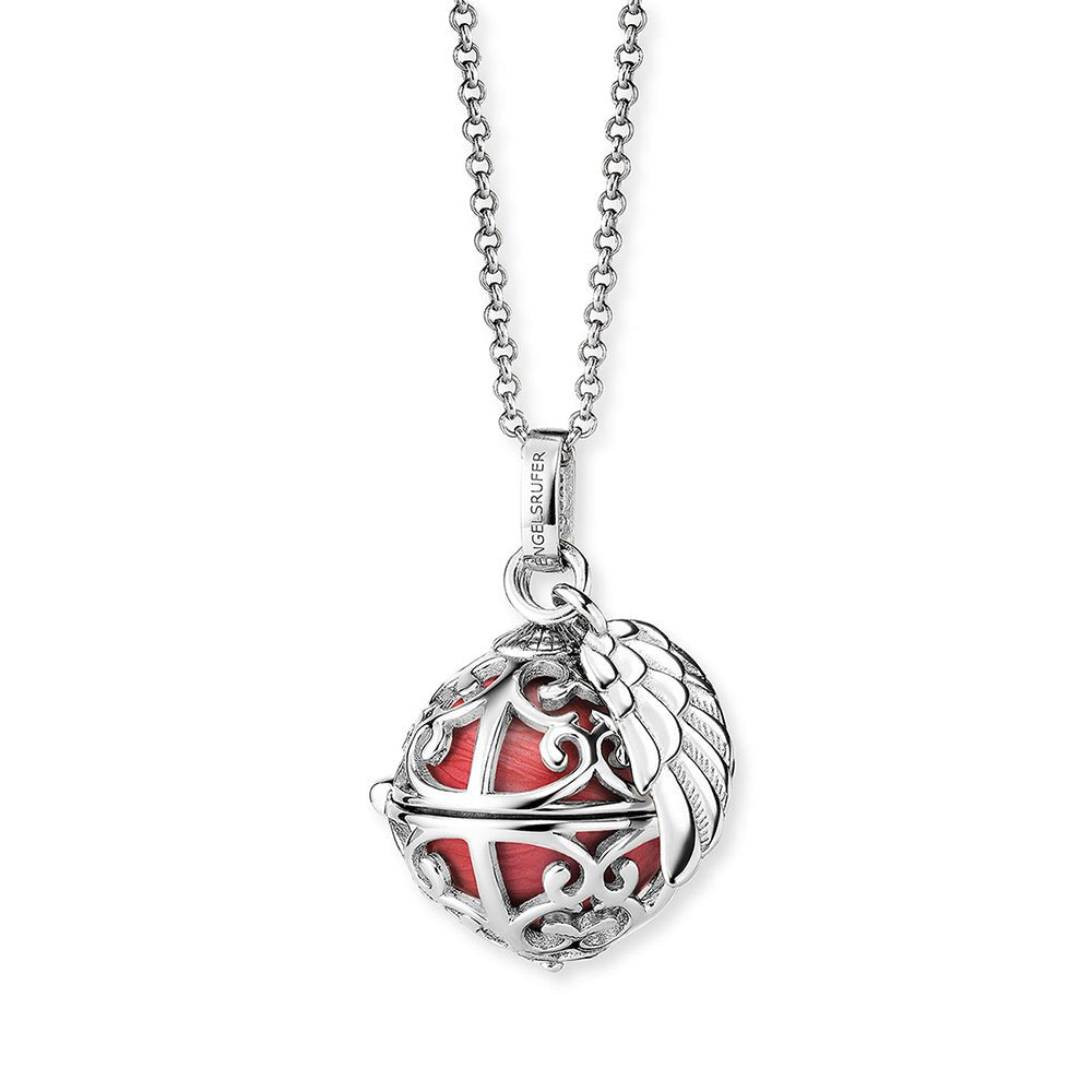 Angel Whisperer Sterling Silver Red Soundball Chime Holder 14mm 18" - Samuel Perry
